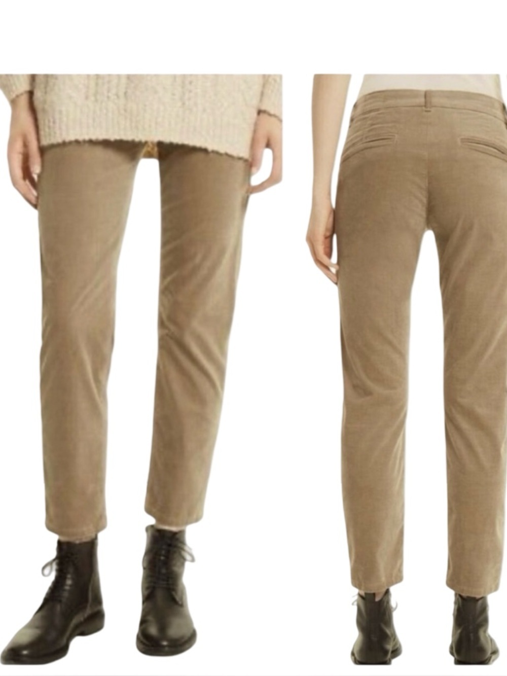 VINCE Corduroy Pants Chinos Ragweed Cords Cropped Tan Classic Size 4